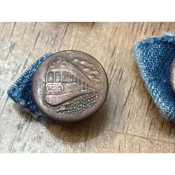 5 RAILROAD TRAINS Stud Overall Work Button 5/8" Inch Engineer Rivets PRR - Picture 4 of 7